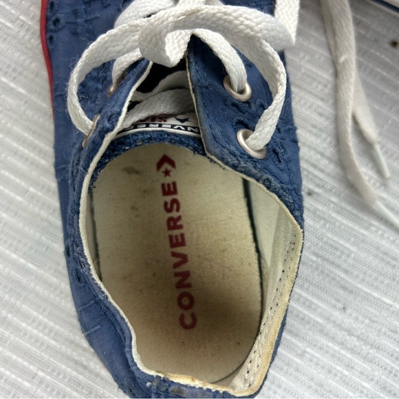 Converse all star chuck taylor | kids low top eyelet pattern navy blue shoes sz2 - Picture 8 of 10